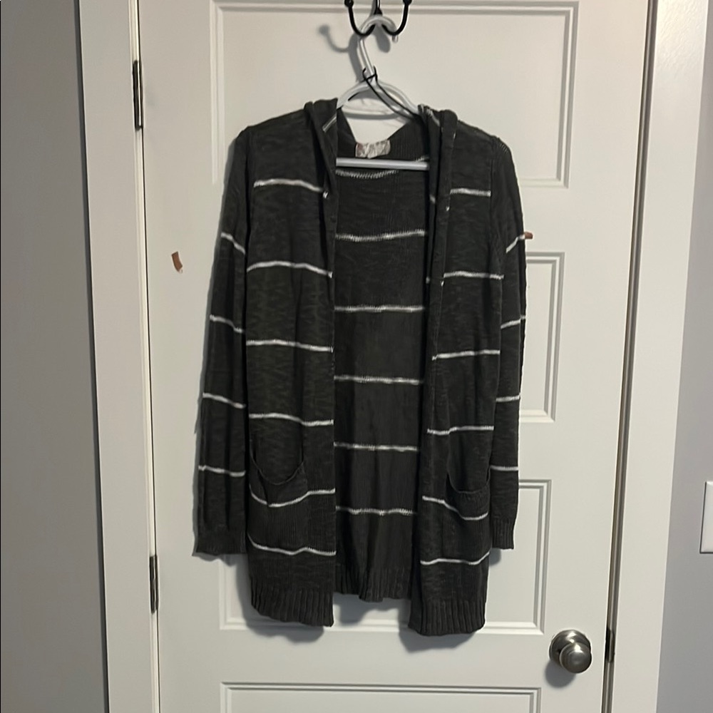 Pink rose Womens Charcoal Striped cardigan